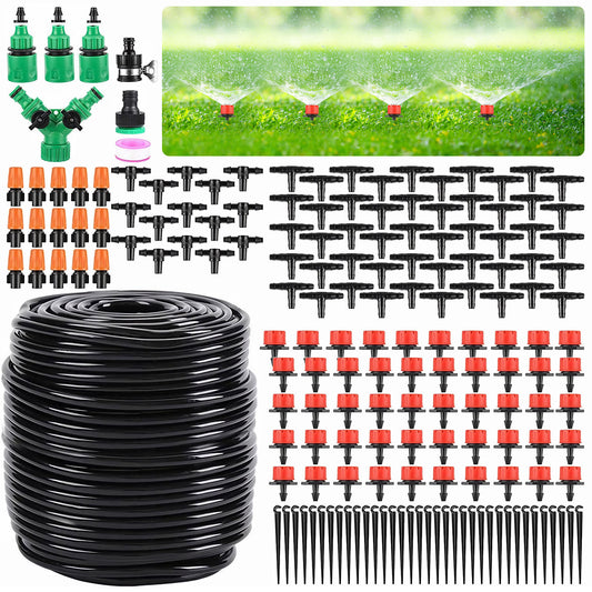 164FT Garden Drip Irrigation Kit: Automatic System with Adjustable Nozzles