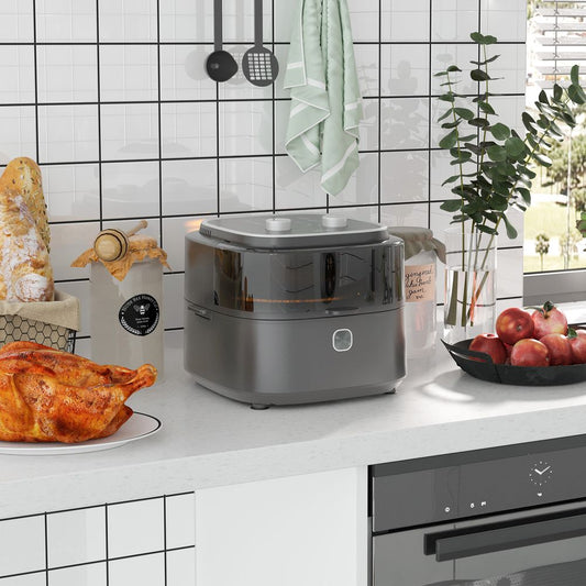 6.5L Air Fryer Oven: 1350W, 60-Min Timer, Recipes Included